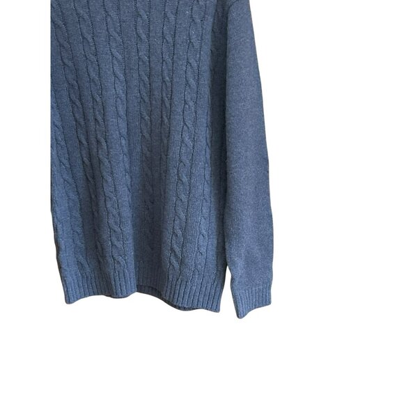 Line Of Trade Navy Blue Shetland Wool Mariner Cable Knit Sweater Size Large EUC - Picture 2 of 5